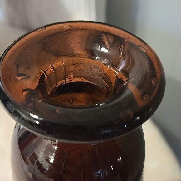 1960's Ruby Red Bubble Glass 9.5" Genie Bottle Decanter Missing Stopper - Picture 5 of 7